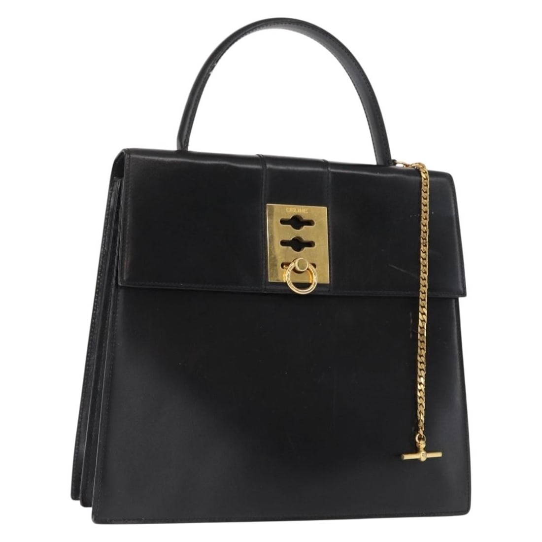 Celine Black and Gold Leather Handbag Italian Made: Celine Black and Gold Leather Handbag Italian Made This CELINE hand bag is crafted from black leather with gold-tone accents, offering a classic and versatile style. The bag is made in Italy and featu