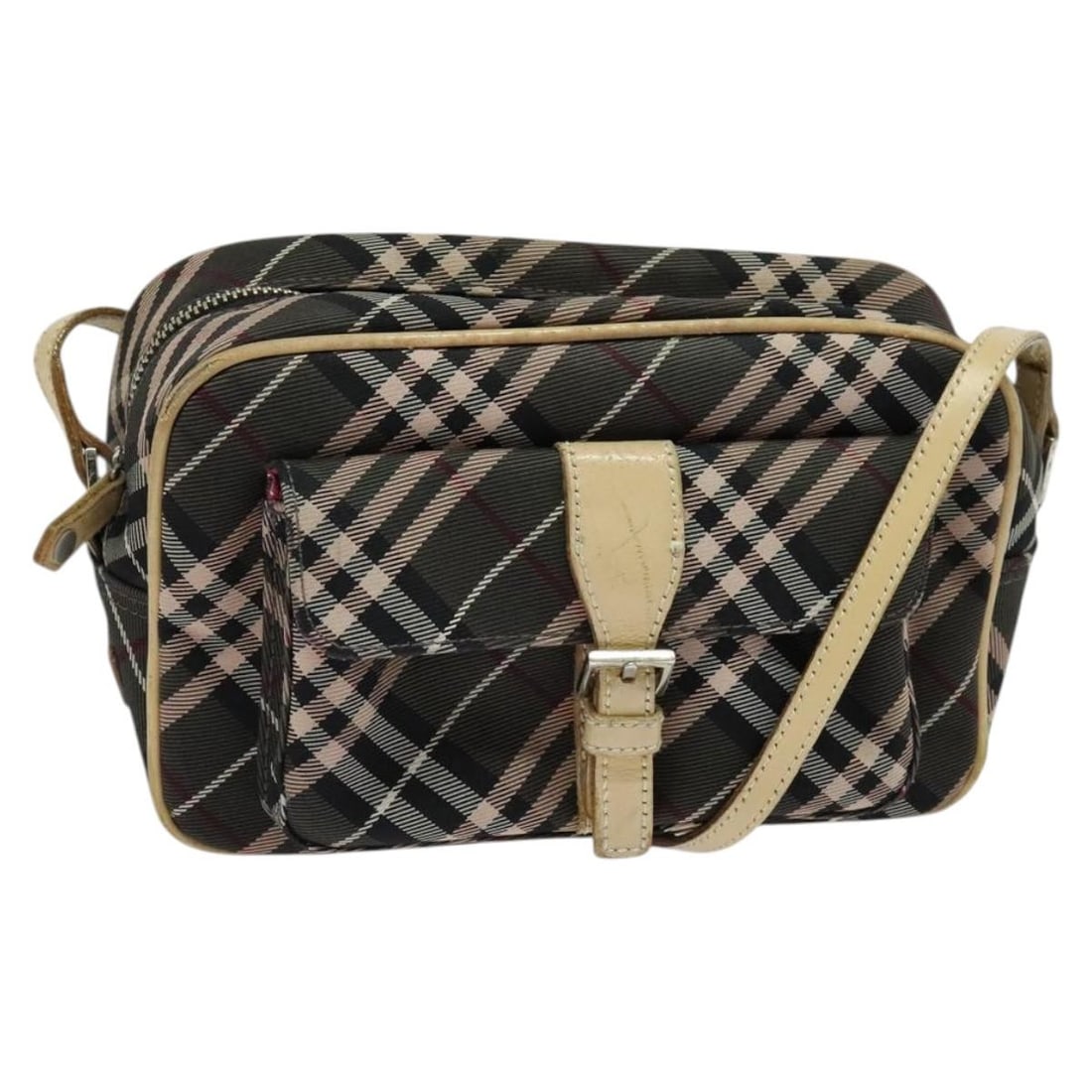 Burberry Nova Check Brown Silver Nylon Shoulder Bag Auth ti3061: Burberry Nova Check Brown Silver Nylon Shoulder Bag Auth ti3061 This Burberry Nova Check shoulder bag combines stylish design with practical functionality. Crafted from durable nylon, it features a ch