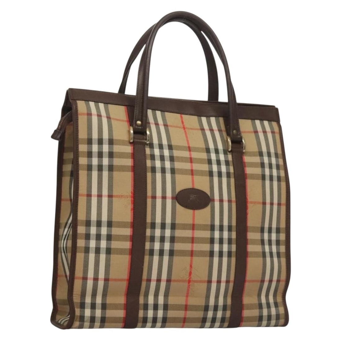 Burberrys Nova Check Hand Bag Canvas Beige Gold Vintage (1 of 18)