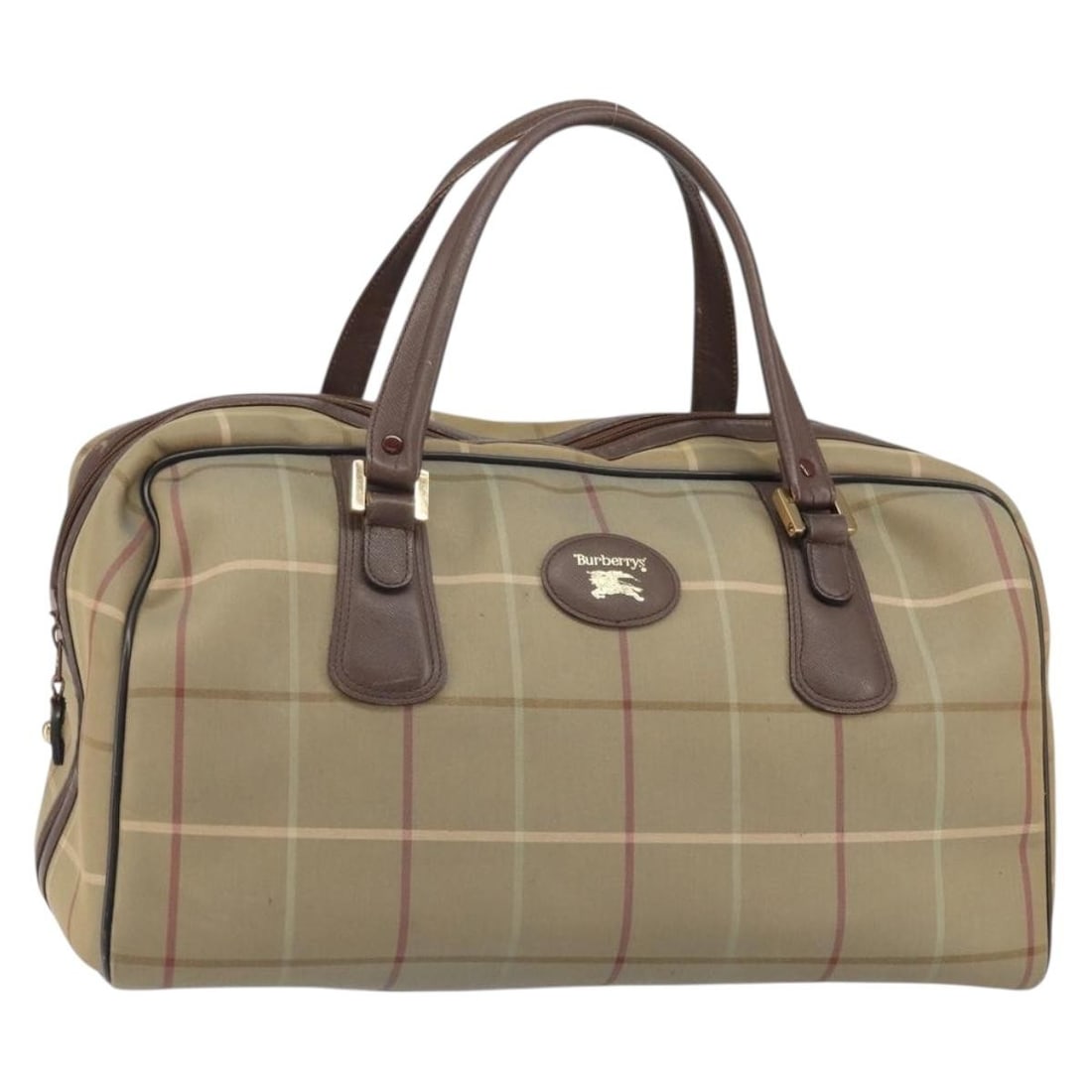 Burberrys Boston Bag in Beige Canvas Nova Check Pattern (1 of 18)
