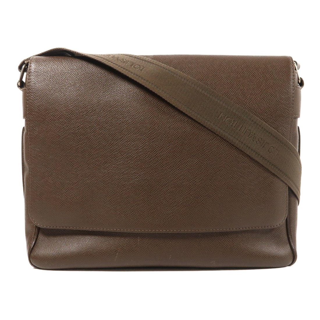 Louis Vuitton Roman PM Brown Calfskin Shoulder Bag M32778 with Silver Hardware: Louis Vuitton Roman PM Brown Calfskin Shoulder Bag M32778 with Silver Hardware This Louis Vuitton Roman PM shoulder bag features brown Taiga calfskin leather and silver-tone hardware. Designed with a