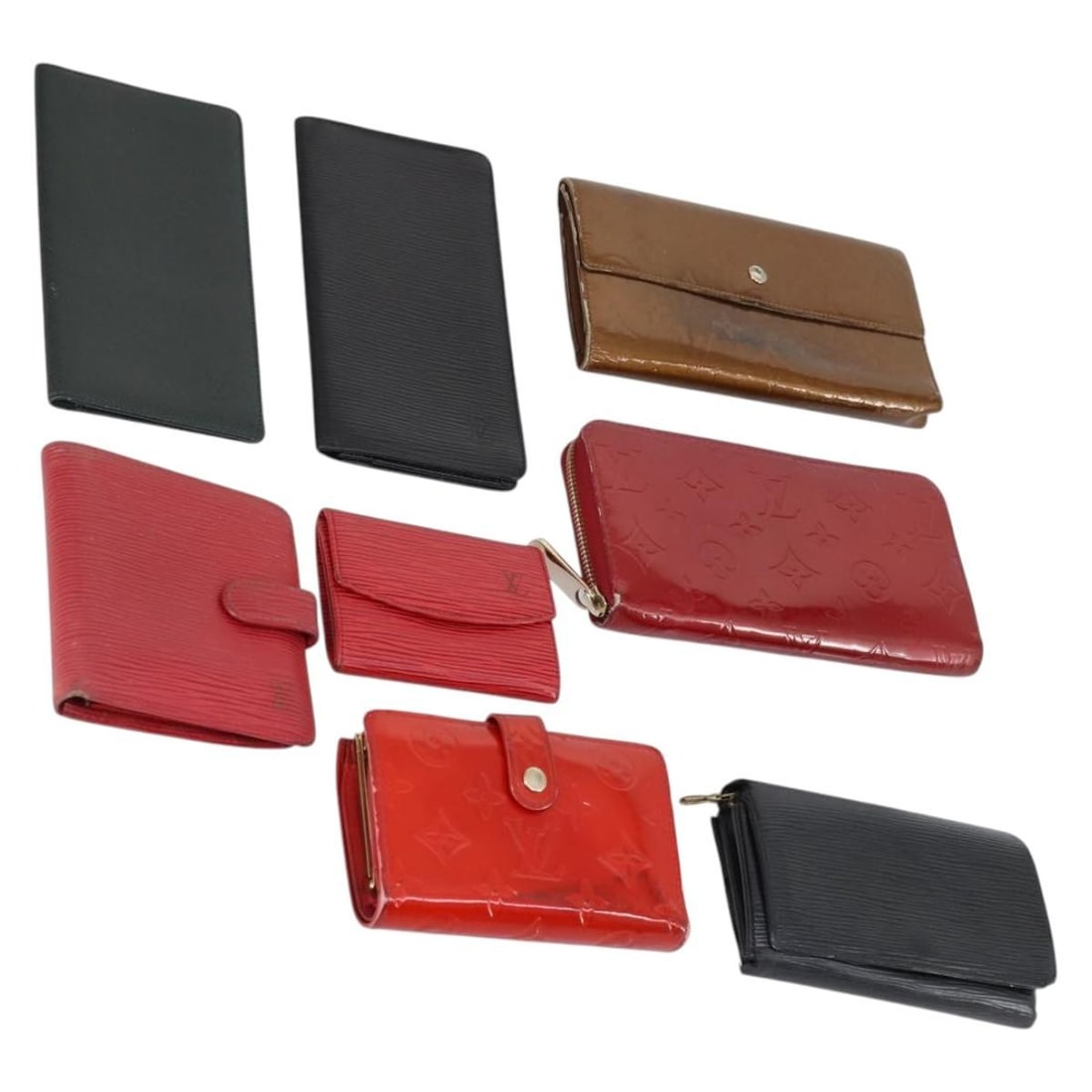 LOUIS VUITTON Epi Leather Vernis Taiga Wallet Set Red Black Brown Auth 144728 (1 of 18)