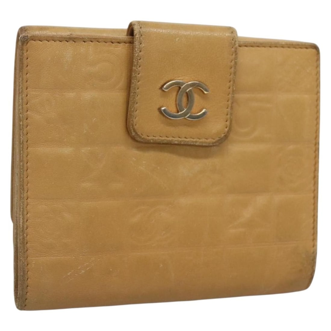 CHANEL Icon Line Beige Leather Bifold Wallet CC Logo Made in Italy (1 of 18)