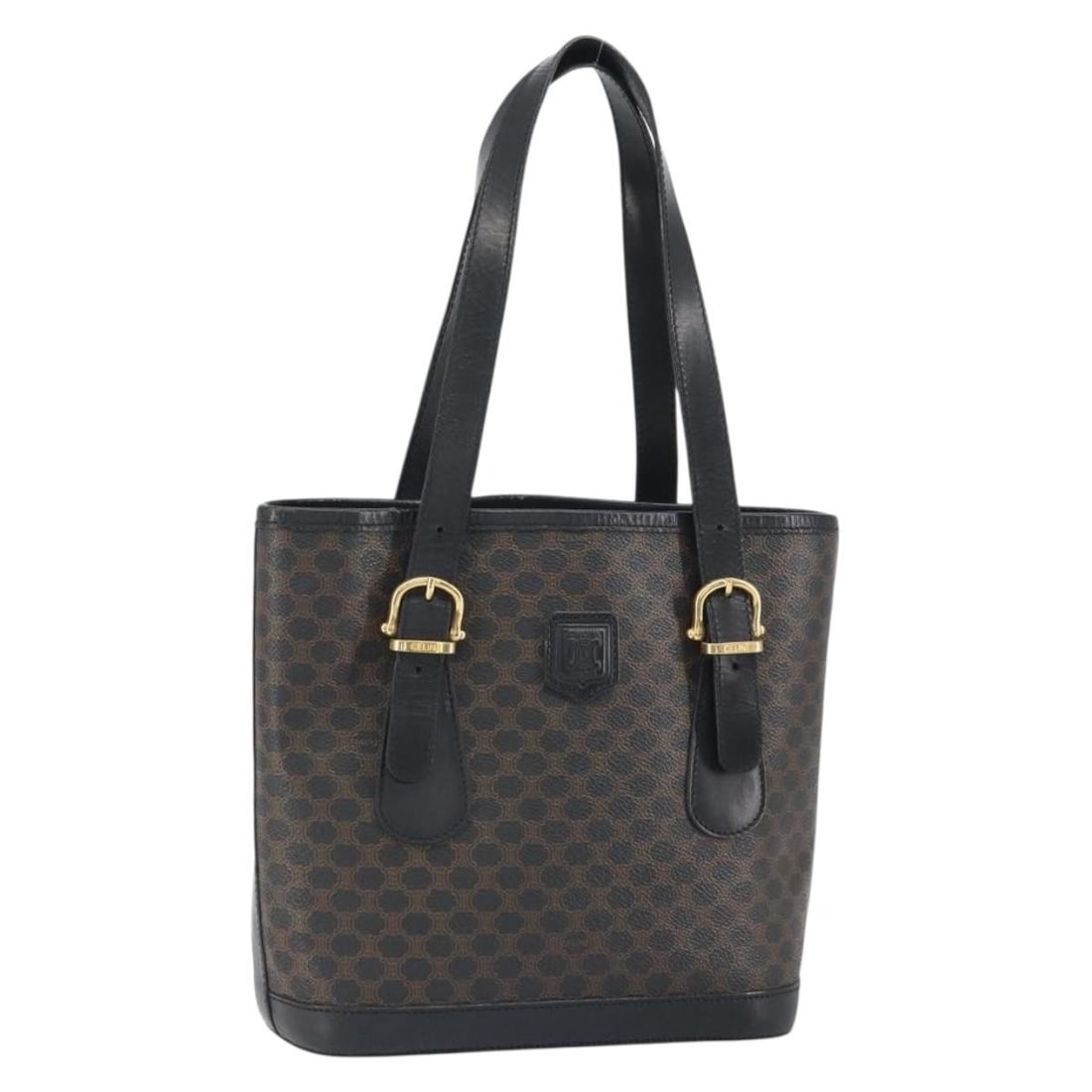 Celine Macadam Shoulder Bag Black PVC Leather with Gold Accents (1 of 18)