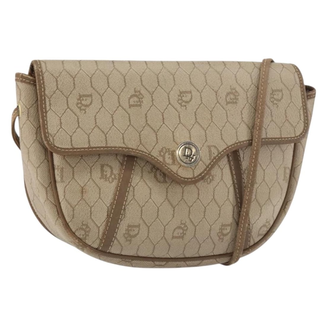 Christian Dior Honeycomb Canvas Shoulder Bag Beige Gold PVC: Christian Dior Honeycomb Canvas Shoulder Bag Beige Gold PVC This Christian Dior Honeycomb Canvas Shoulder Bag combines elegance and functionality, crafted from durable PVC leather in a stylish beige a