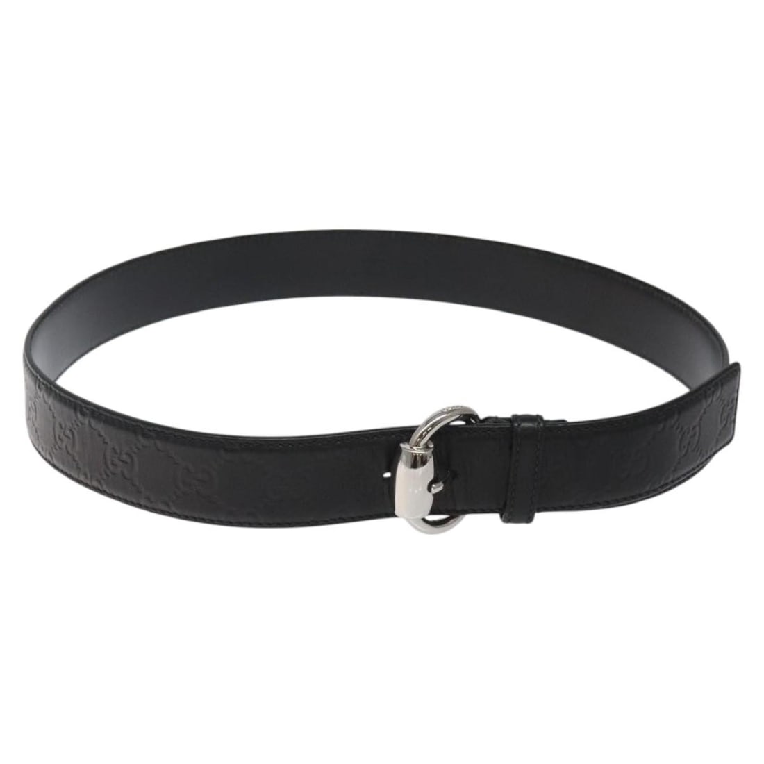 GUCCI GG Canvas Black Leather Belt 40.2in Model 162942 Authentic (1 of 10)