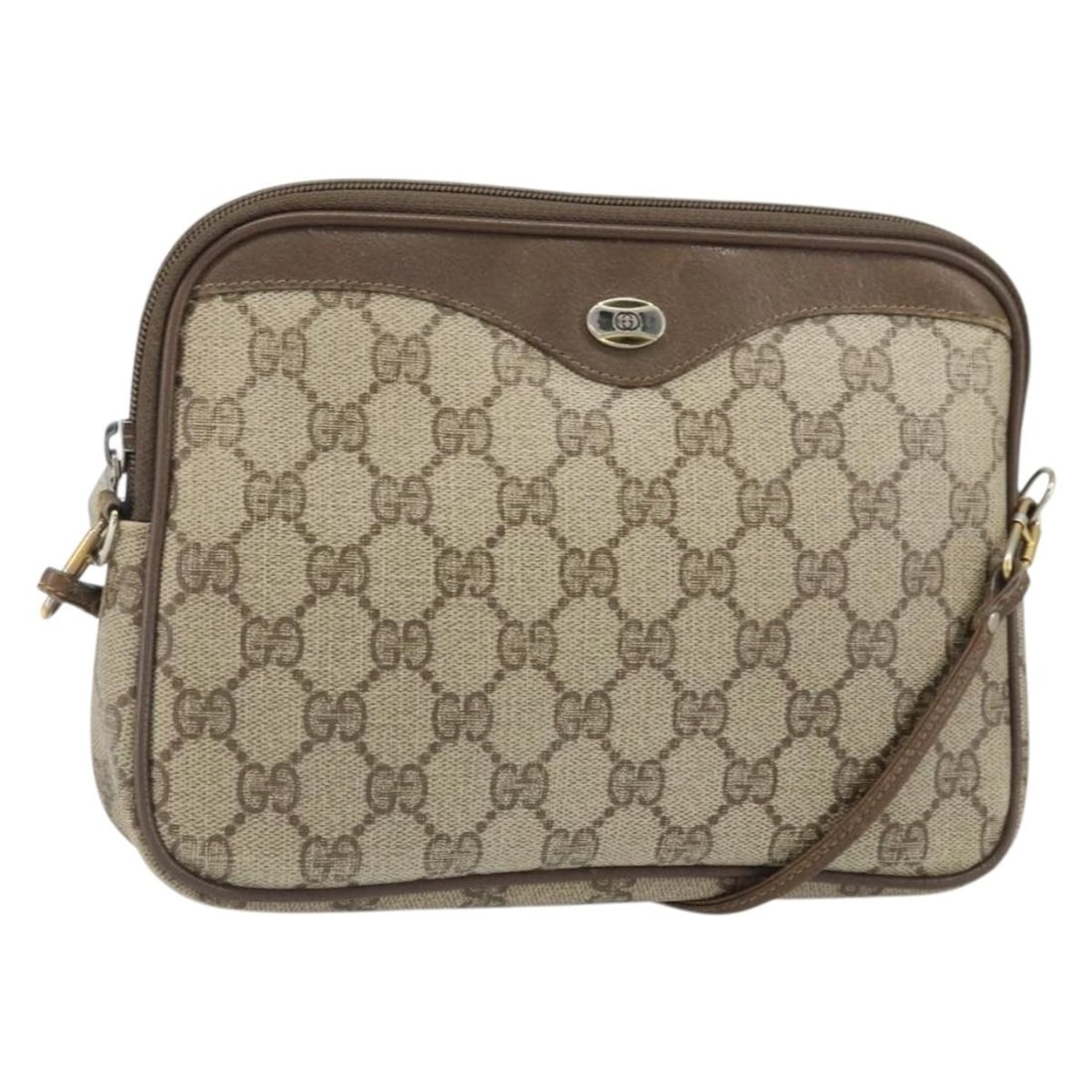 Gucci 97 02 068 GG Supreme Beige Gold PVC Leather Shoulder Bag: Gucci 97 02 068 GG Supreme Beige Gold PVC Leather Shoulder Bag This GUCCI GG Supreme shoulder bag features beige and gold PVC leather with GG canvas accents. Designed as a shoulder bag, it is crafted