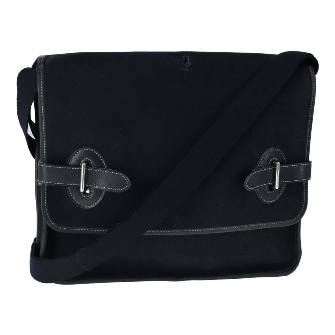 HERMES Buenaventura Black Canvas Shoulder Bag Made in France (1 of 18)