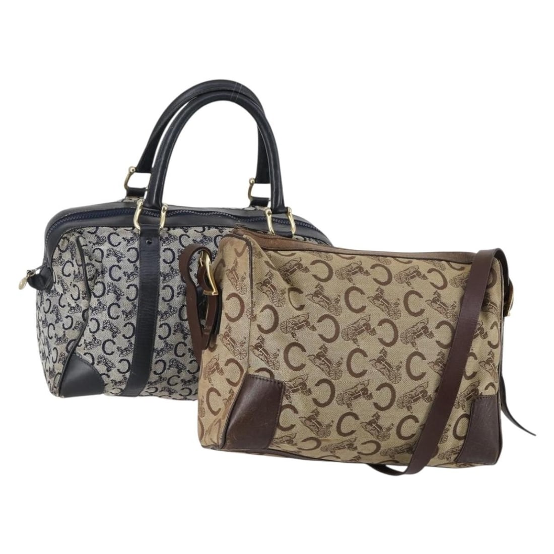 CELINE Macadam Canvas C Sulky Shoulder Bag Set Beige Navy Authentic: CELINE Macadam Canvas C Sulky Shoulder Bag Set Beige Navy Authentic Discover the elegance of the CELINE Macadam Canvas C Sulky Shoulder Bag, a sophisticated accessory designed for style and functional