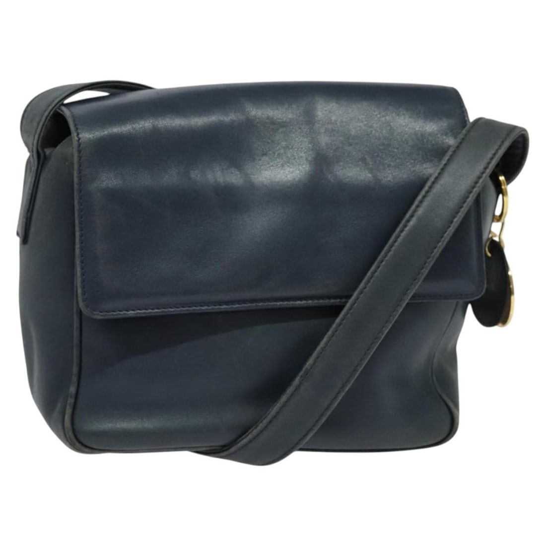 Christian Dior Navy Leather Shoulder Bag with Gold Accents: Christian Dior Navy Leather Shoulder Bag with Gold Accents This Christian Dior shoulder bag is crafted from navy leather with gold-tone accents. Made in Italy, the bag features a structured silhouette