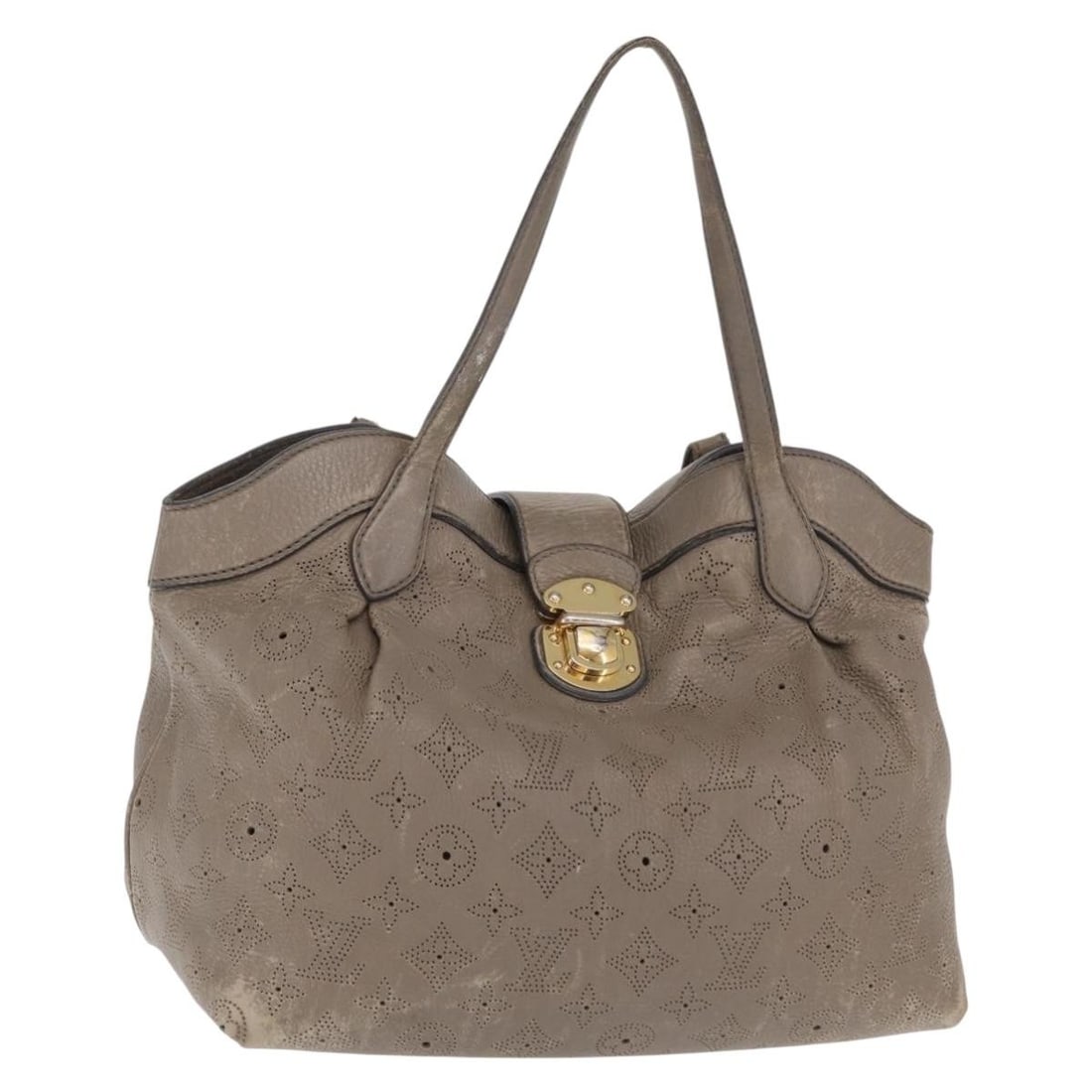Mahina Shiels PM Opal Leather Handbag by Louis Vuitton M93084: Mahina Shiels PM Opal Leather Handbag by Louis Vuitton M93084 This Louis Vuitton Mahina Shiels PM handbag is crafted from opal-colored leather and features a spacious interior. The bag shows significa
