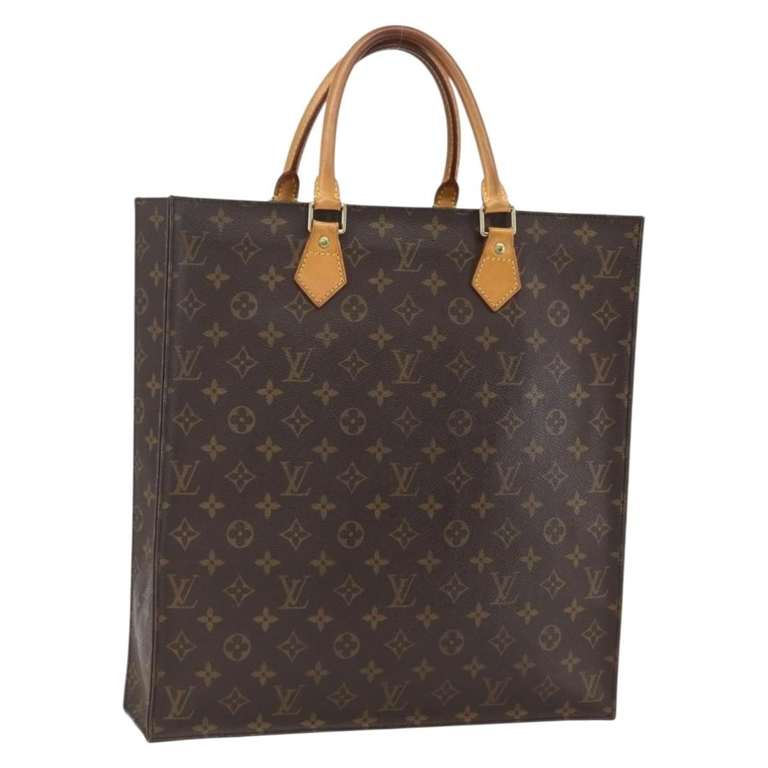 Louis Vuitton Sac Plat Monogram Canvas Handbag M51140 France: Louis Vuitton Sac Plat Monogram Canvas Handbag M51140 France This Louis Vuitton Monogram Sac Plat handbag is crafted in France from signature Monogram canvas. The bag features a spacious vertical desi