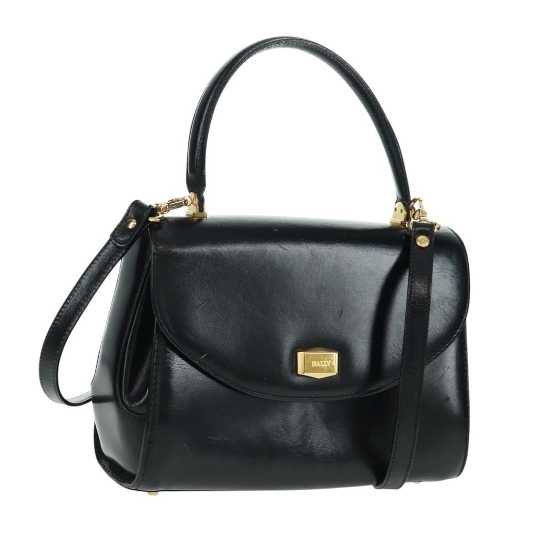 BALLY gold and black leather 2way handbag with shoulder strap: BALLY gold and black leather 2way handbag with shoulder strap This BALLY handbag features a two-way design crafted from leather in a striking gold and black color combination. Made in Italy, it offers