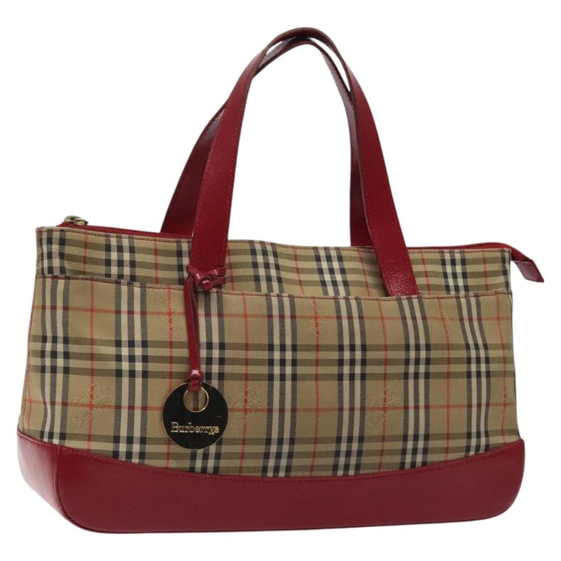 Burberrys Nova Check Beige Gold Canvas Hand Bag Auth (1 of 18)