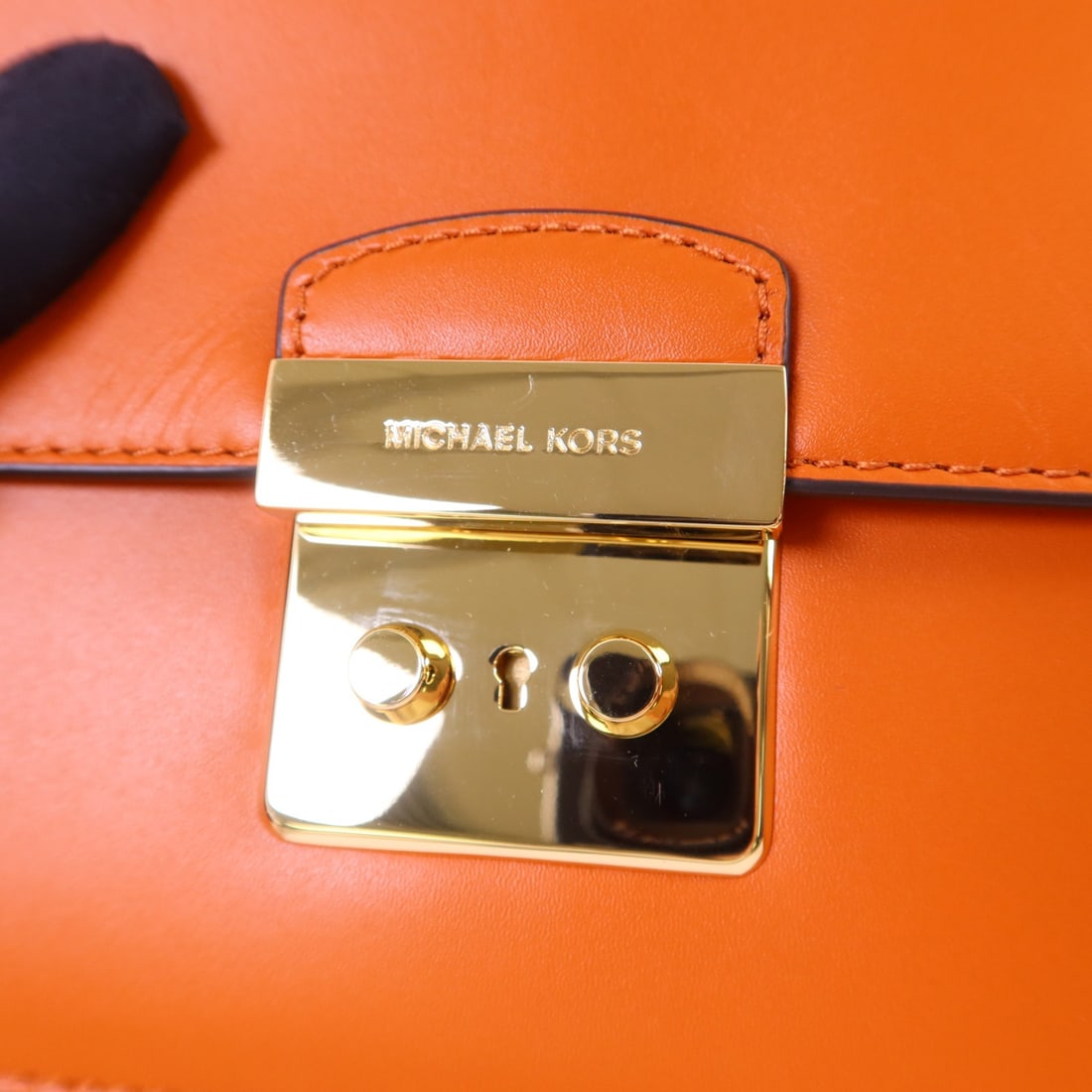 Michael Kors Orange Calfskin Chain Shoulder Bag with Gold Hardware - 10