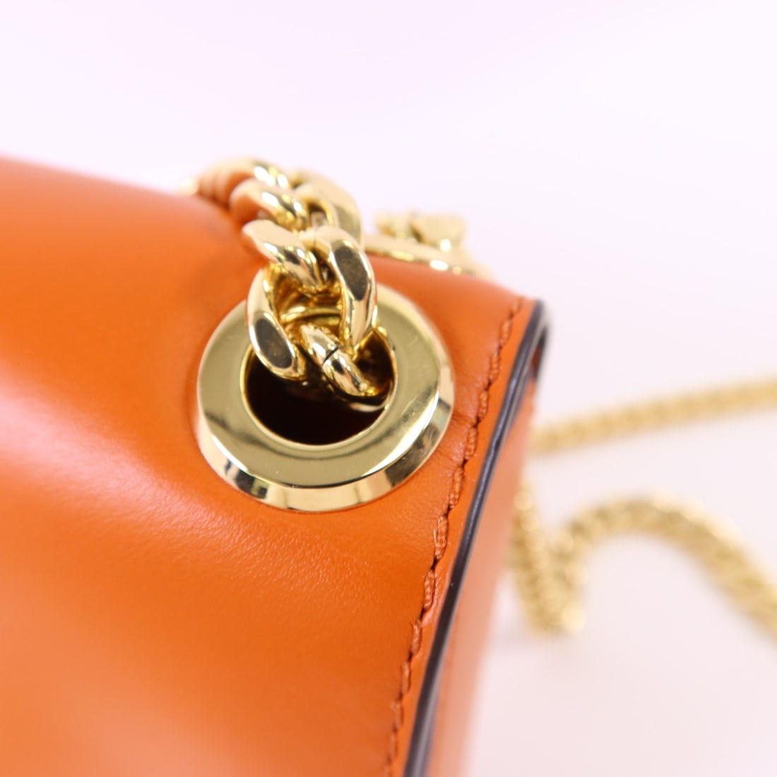 Michael Kors Orange Calfskin Chain Shoulder Bag with Gold Hardware - 11