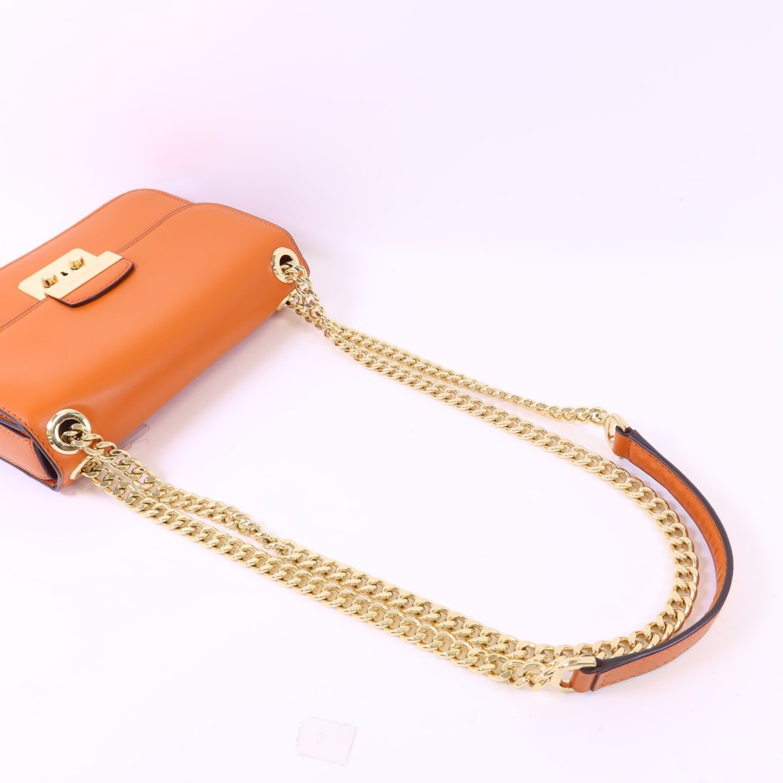 Michael Kors Orange Calfskin Chain Shoulder Bag with Gold Hardware - 5