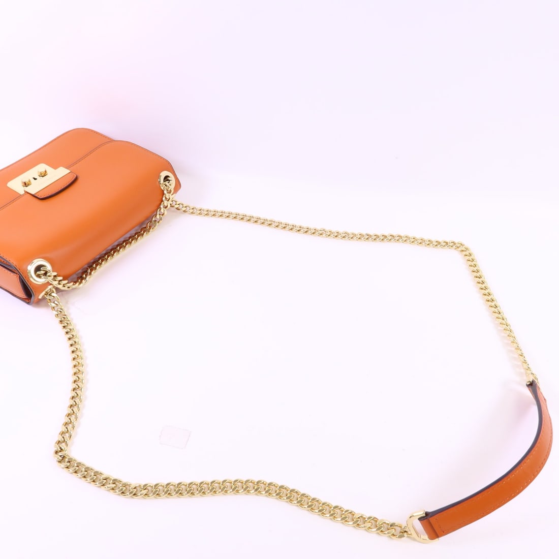 Michael Kors Orange Calfskin Chain Shoulder Bag with Gold Hardware - 6