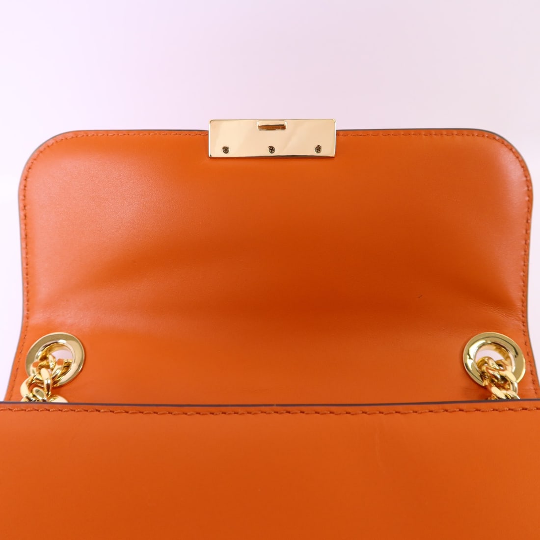 Michael Kors Orange Calfskin Chain Shoulder Bag with Gold Hardware - 8