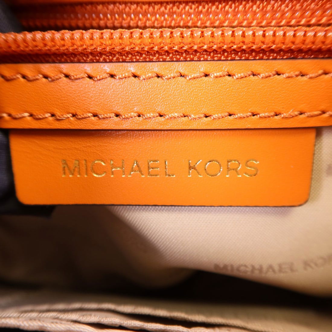 Michael Kors Orange Calfskin Chain Shoulder Bag with Gold Hardware - 9