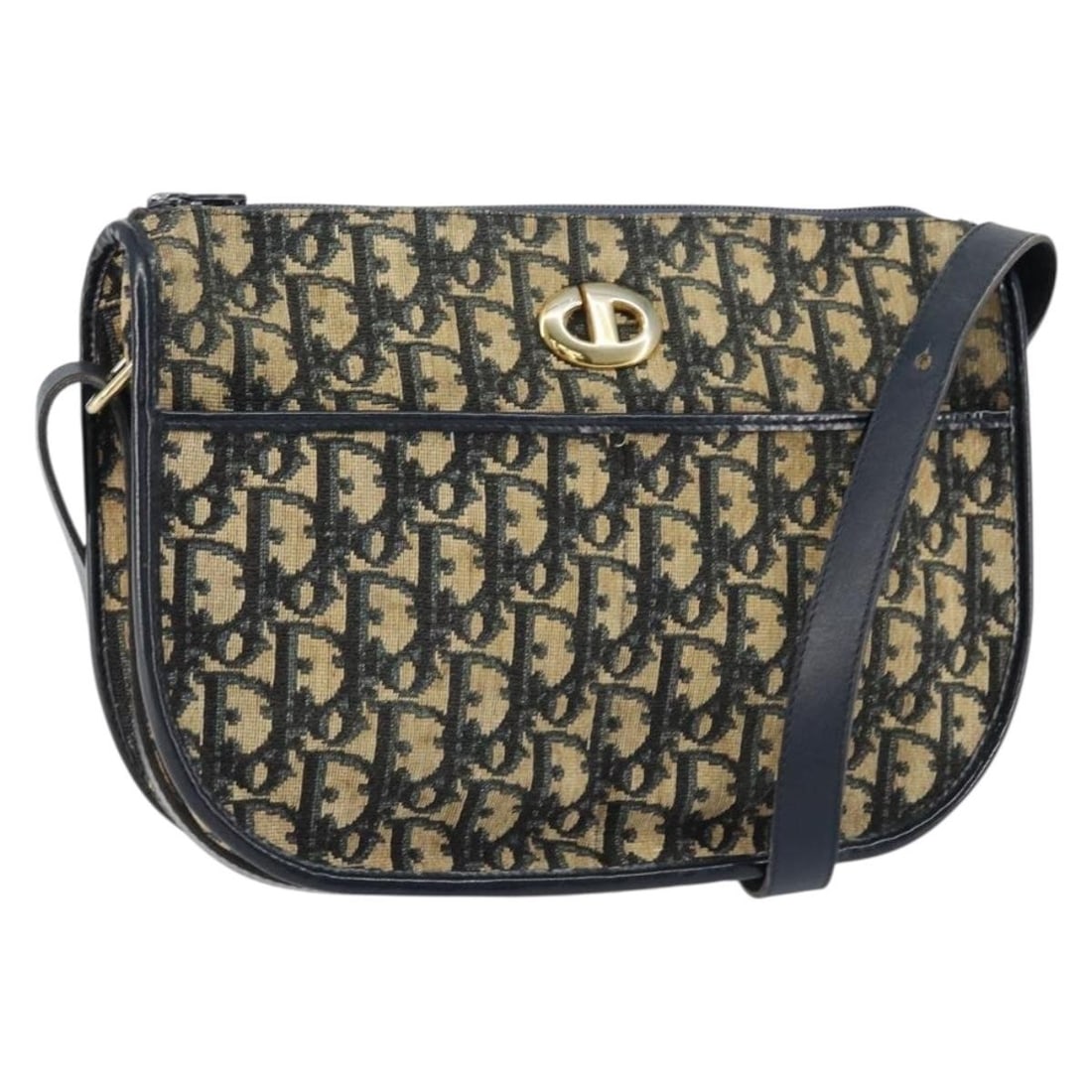 Christian Dior Trotter Canvas Navy Gold Shoulder Bag Authentic: Christian Dior Trotter Canvas Navy Gold Shoulder Bag Authentic This Christian Dior Trotter Canvas Shoulder Bag combines elegance and functionality with its navy and gold color scheme. Crafted from dur