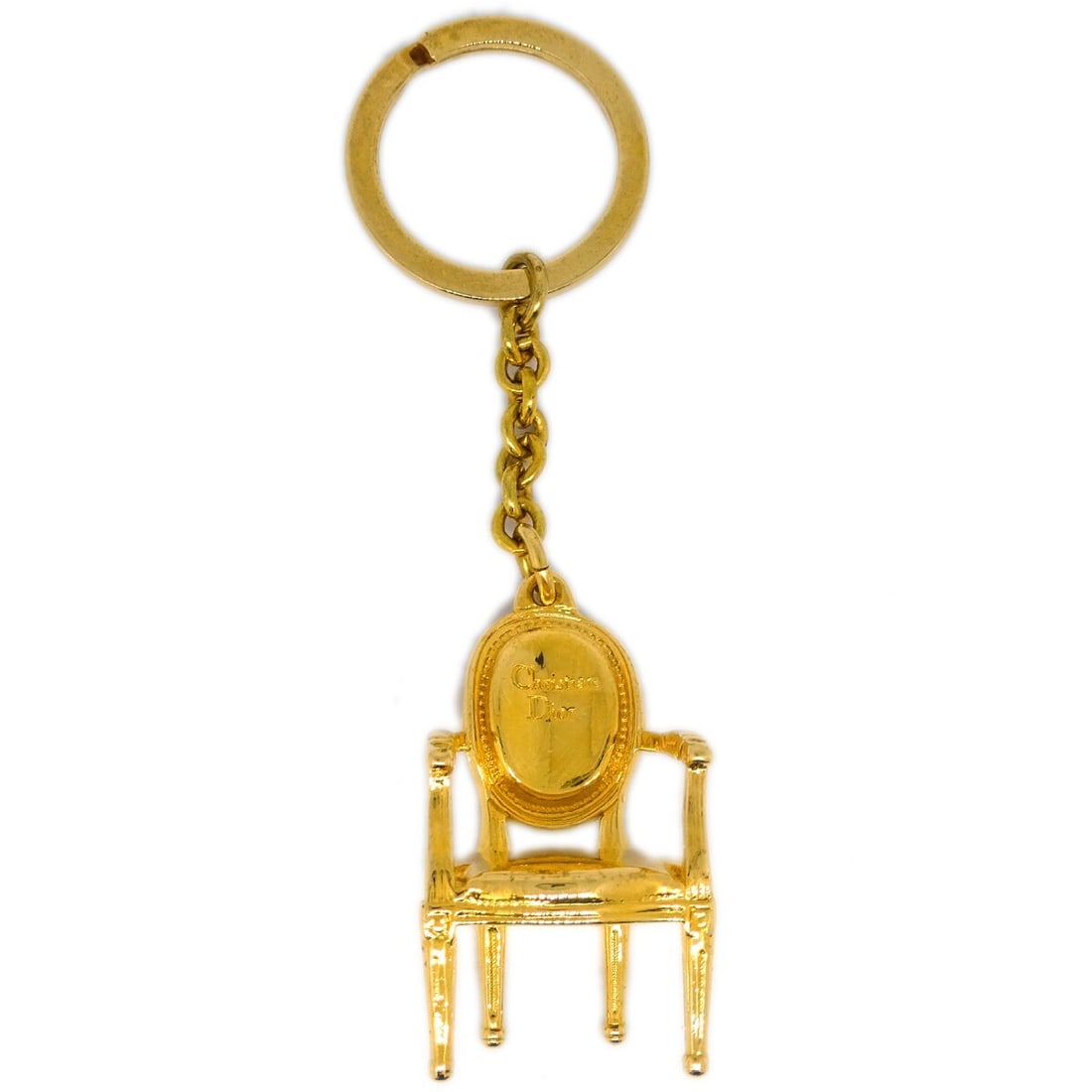 Dior Gold Plated Keyring Chain Accessory from Japan: Dior Gold Plated Keyring Chain Accessory from Japan This Christian Dior key holder features a gold-plated finish and a classic chain design. It is crafted for durability and style, making it a functio