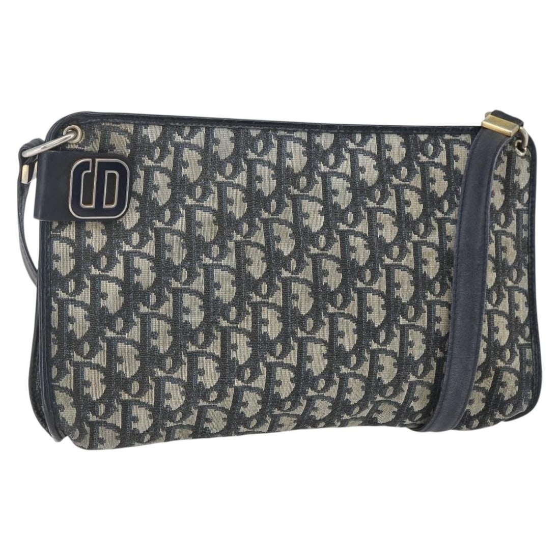 Beige and Navy Christian Dior Trotter Canvas Shoulder Bag France: Beige and Navy Christian Dior Trotter Canvas Shoulder Bag France This Christian Dior shoulder bag features the iconic Trotter canvas in beige, navy, and gold tones. Made in France, the bag is designed