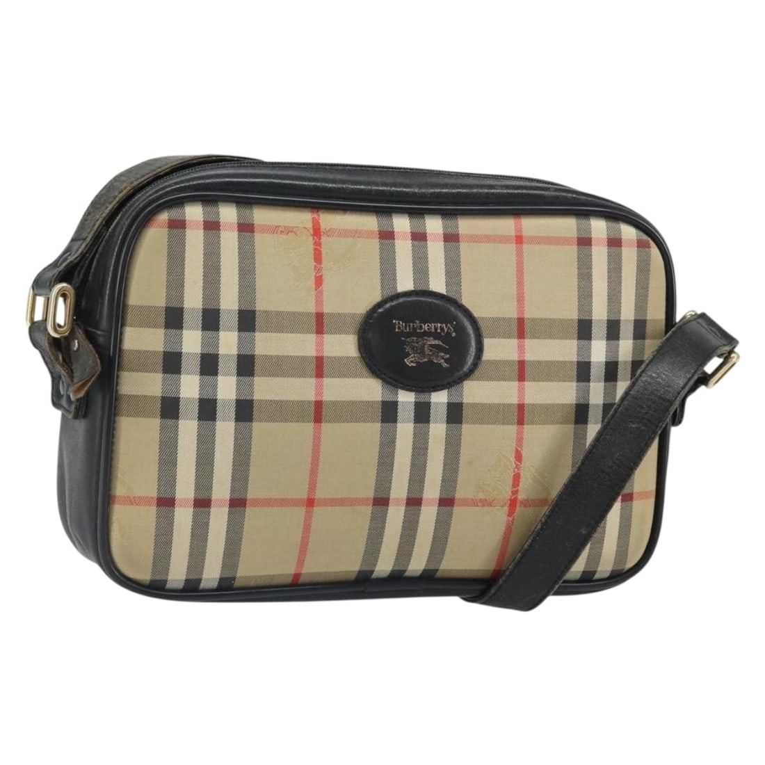 Burberrys Shoulder Bag Nova Check Pattern Canvas Beige Gold Tone (1 of 18)