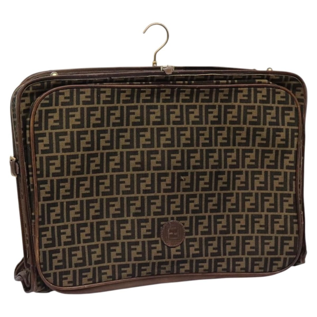 FENDI Zucca Brown Canvas Garment Cover Travel Storage: FENDI Zucca Brown Canvas Garment Cover Travel Storage Introducing the FENDI Zucca Canvas Garment Cover in a rich brown hue, perfect for protecting your garments with style. Crafted from durable canvas