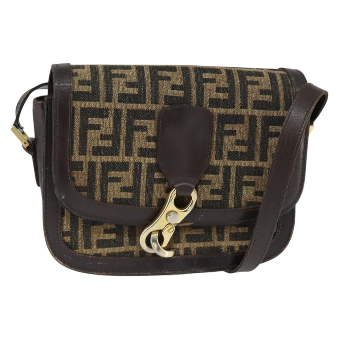 FENDI Zucca Canvas Shoulder Bag Black Brown Italy: FENDI Zucca Canvas Shoulder Bag Black Brown Italy This FENDI Zucca Canvas Shoulder Bag showcases a sophisticated blend of black and brown hues. Crafted in Italy, this stylish shoulder bag features dur