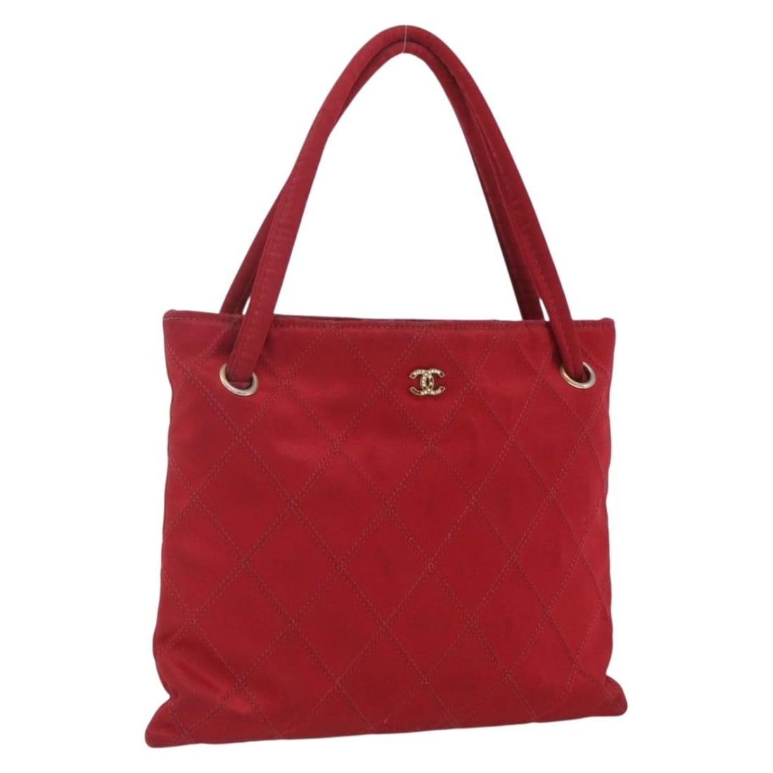 Chanel Red and Gold Nylon Bicolore Handbag with CC Logo (1 of 18)