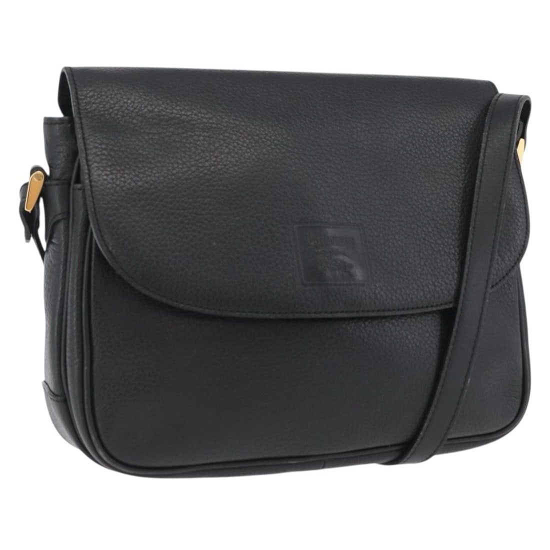 Black Leather Burberrys Shoulder Bag Gold Tone Hardware Italy (1 of 18)