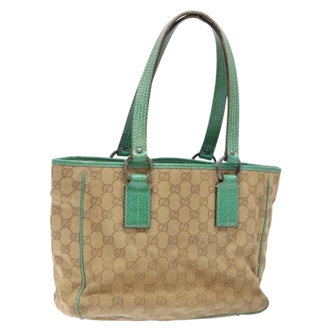 GUCCI GG Canvas Hand Bag Beige Green 113019 Made in Italy (1 of 18)