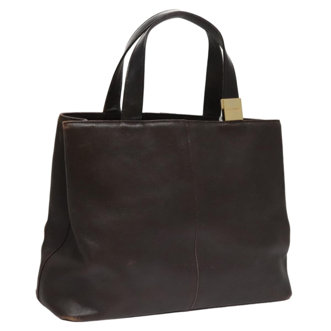 BURBERRY Leather Hand Bag Brown Gold with 5.1 inch Handle Drop: BURBERRY Leather Hand Bag Brown Gold with 5.1 inch Handle Drop This BURBERRY hand bag features a stylish blend of brown and gold leather, offering a chic accessory for any occasion. With dimensions of