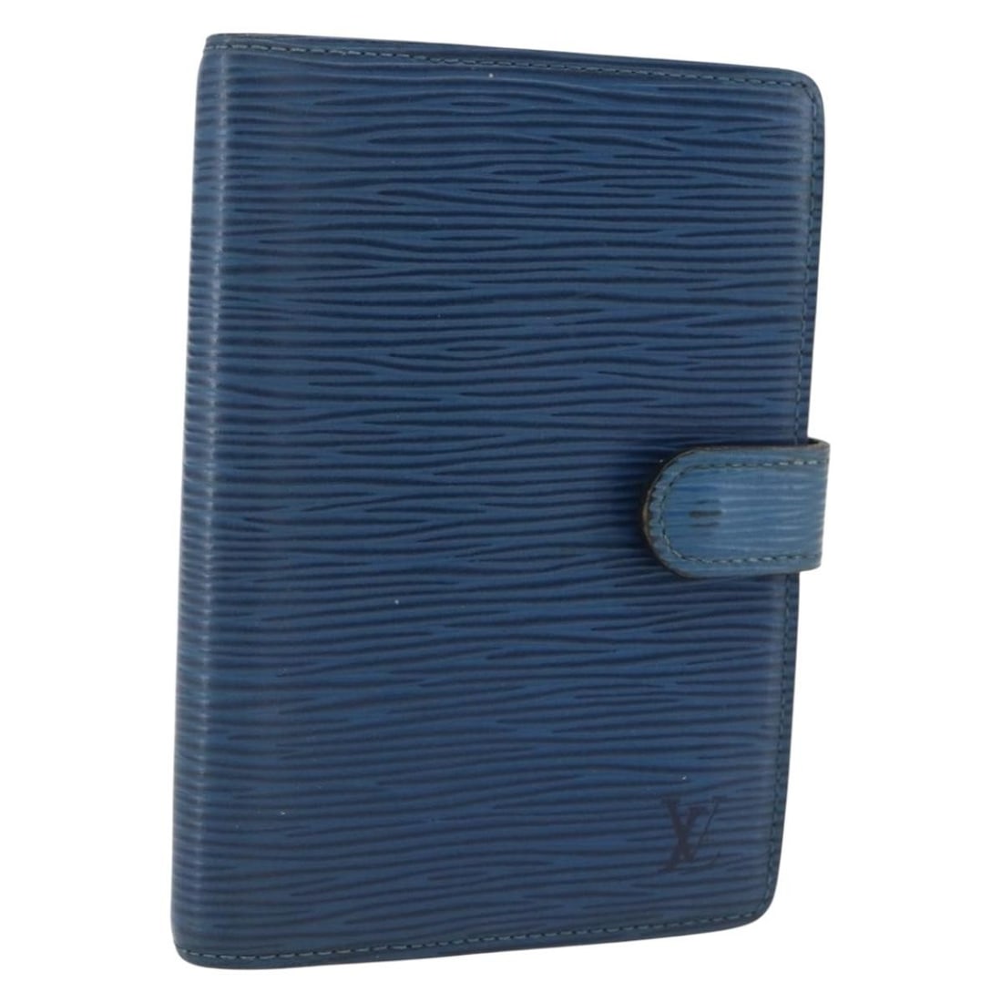 Blue Epi Leather Agenda PM Day Planner Cover by Louis Vuitton R20055: Blue Epi Leather Agenda PM Day Planner Cover by Louis Vuitton R20055 This Louis Vuitton Epi Agenda PM Day Planner Cover features classic blue Epi leather and is crafted in Spain. The item shows signif