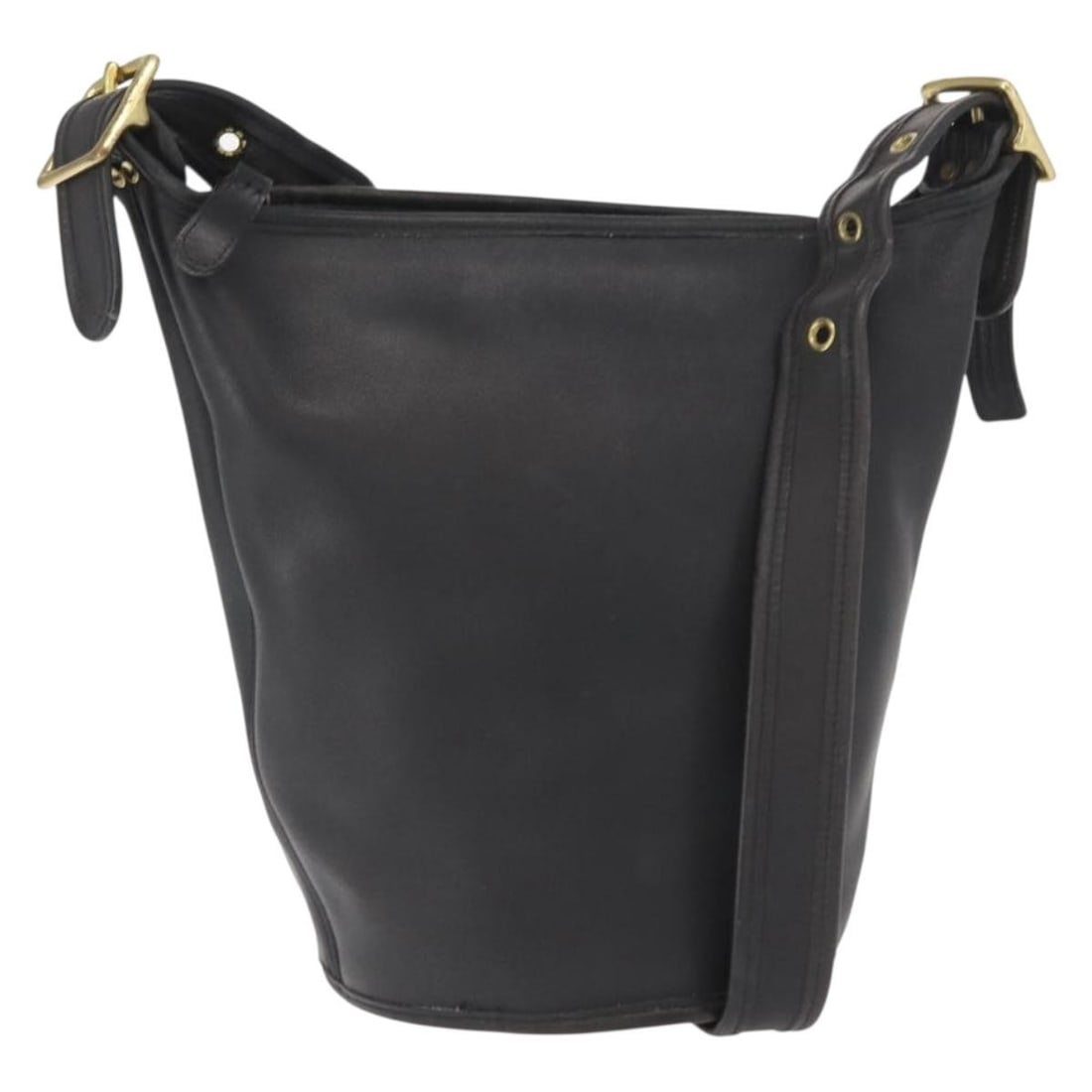 Coach Black Leather Duffel Shoulder Bag Gold Tone Hardware USA: Coach Black Leather Duffel Shoulder Bag Gold Tone Hardware USA This Coach duffel shoulder bag features black leather with gold-tone accents. The bag has a structured silhouette and offers ample space