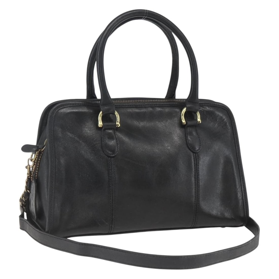 Black Leather Coach Shoulder and Handbag with Gold Tone Hardware (1 of 18)