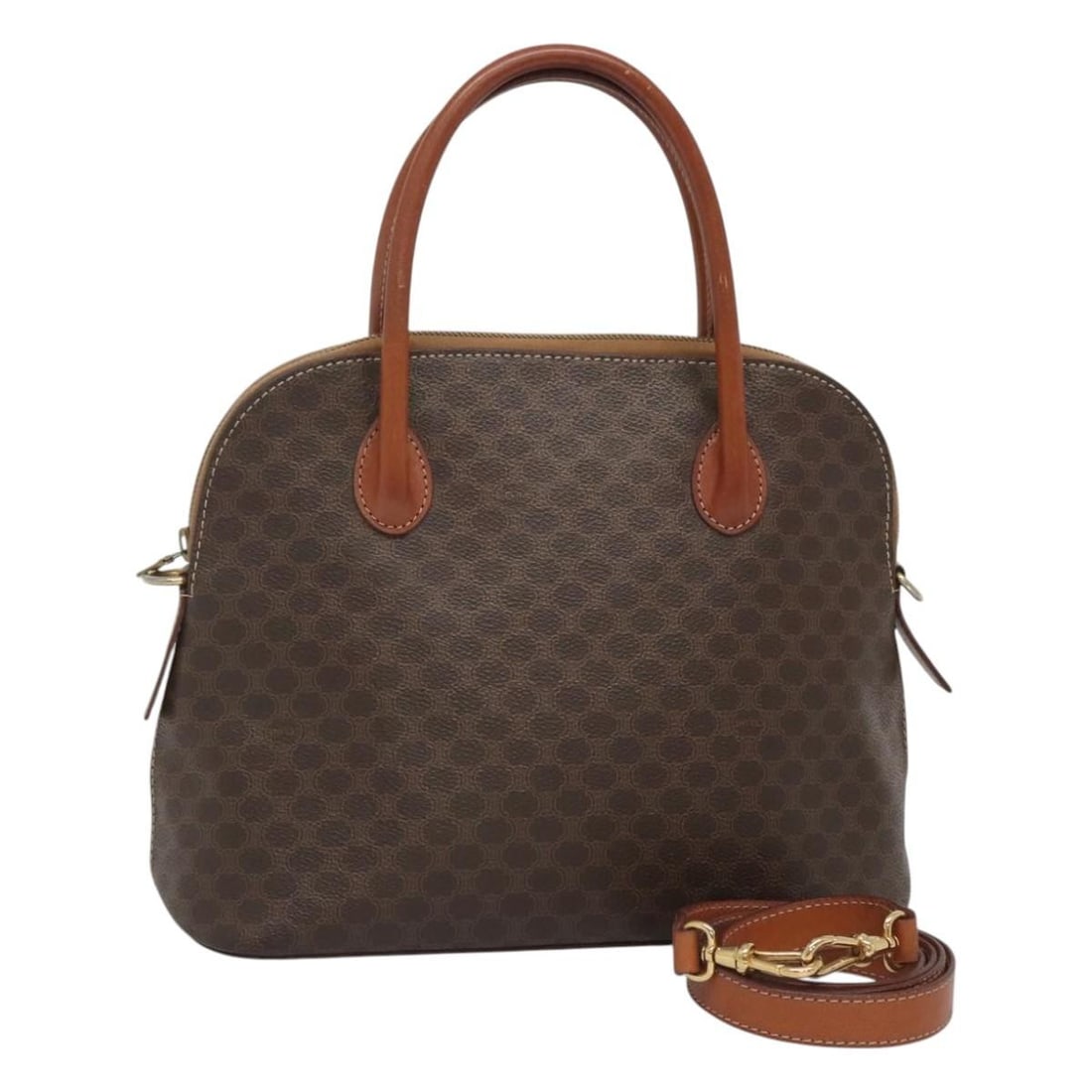 CELINE Brown Gold PVC Leather Macadam Hand Bag Auth Italy (1 of 18)