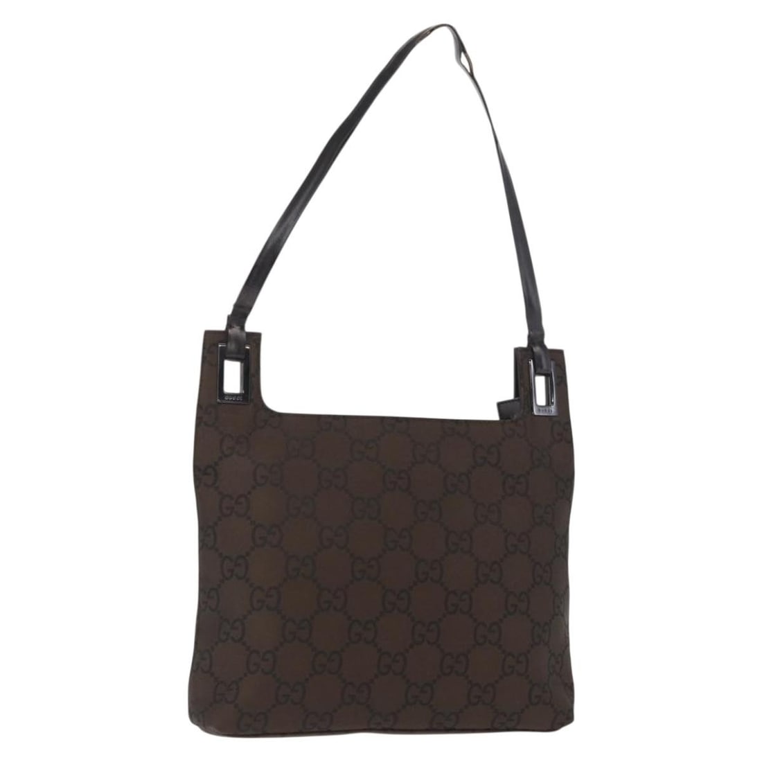Brown GG Canvas Shoulder Bag by Gucci Italy: Brown GG Canvas Shoulder Bag by Gucci Italy This GUCCI GG Canvas shoulder bag features a classic brown GG canvas exterior and is crafted in Italy. The bag shows notable signs of wear, including rubbin