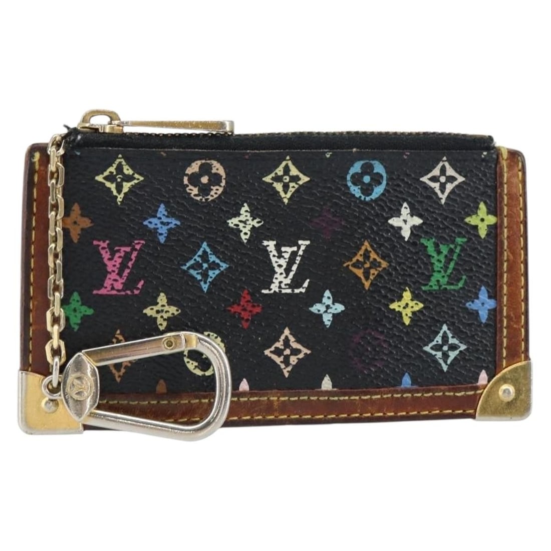 LOUIS VUITTON Multicolor Coin Purse Black M13664 Auth Spain: LOUIS VUITTON Multicolor Coin Purse Black M13664 Auth Spain This authentic LOUIS VUITTON Multicolor Pochette Cles Coin Purse in Black showcases the iconic Monogram Multicolor Canvas, a testament to th