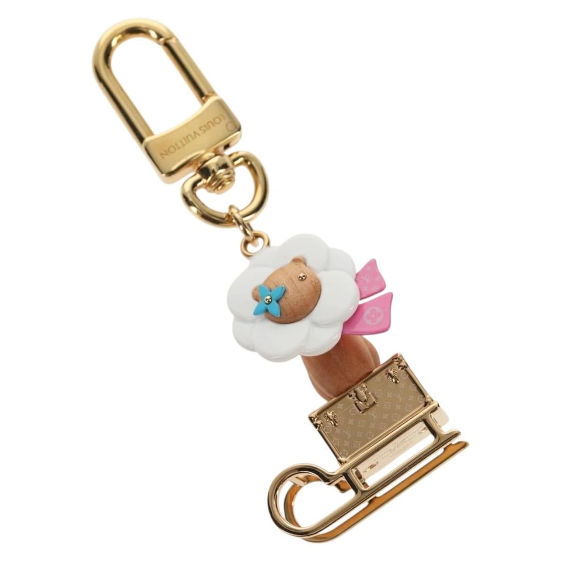 LOUIS VUITTON M01437 Gold Tone Metal Key Holder Auth Italy: LOUIS VUITTON M01437 Gold Tone Metal Key Holder Auth Italy This elegant Louis Vuitton Porte Cles Petula Key Holder is crafted from high-quality metal in a stunning gold tone. Measuring approximately 1