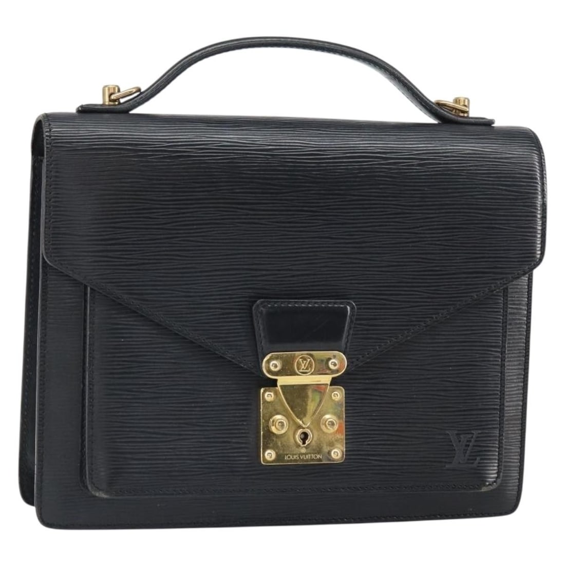 Louis Vuitton Monceau 28 Black Epi Leather M52122 Handbag from France: Louis Vuitton Monceau 28 Black Epi Leather M52122 Handbag from France This is a Louis Vuitton Monceau 28 handbag crafted from black Epi leather. The bag features a structured silhouette with a top han