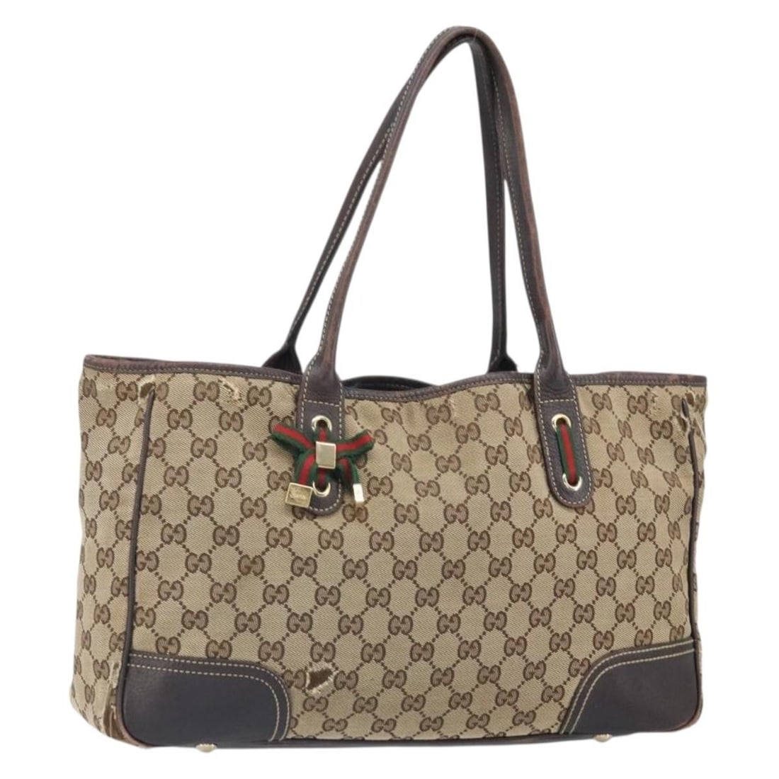 Beige Gold GG Canvas Sherry Line Tote by Gucci Model 163805: Beige Gold GG Canvas Sherry Line Tote by Gucci Model 163805 This is a GUCCI GG Canvas Web Sherry Line tote bag in beige and gold. The bag is crafted from signature GG canvas and features dual handles.