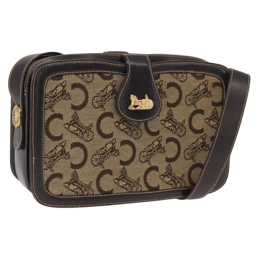 Celine Sulky Beige Canvas Shoulder Bag Gold Tone Hardware: Celine Sulky Beige Canvas Shoulder Bag Gold Tone Hardware This is a Celine C Sulky shoulder bag crafted from beige canvas with gold-tone accents. The bag features an adjustable shoulder strap and is d