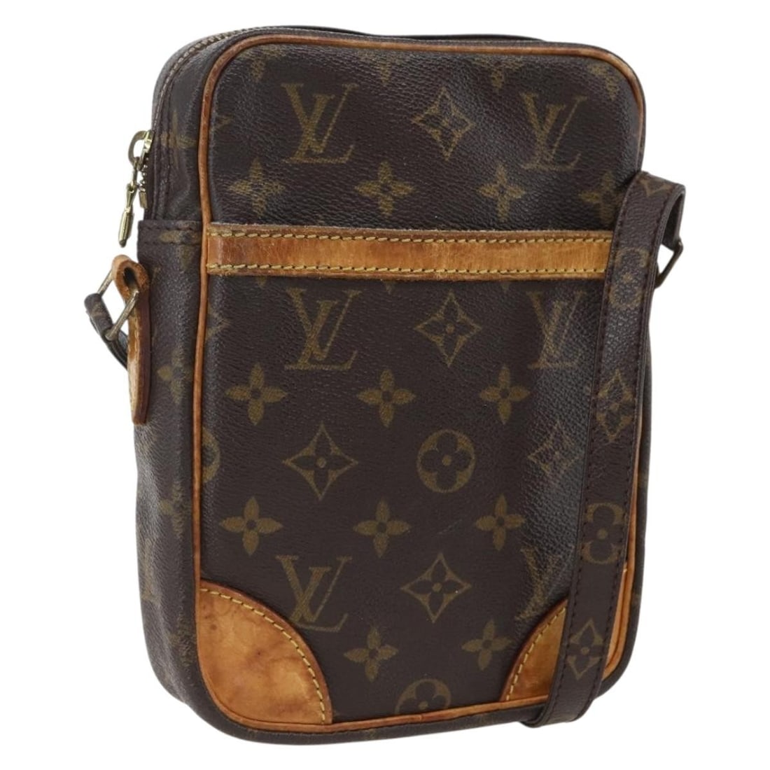 Louis Vuitton M45266 Danube Monogram Canvas Shoulder Bag: Louis Vuitton M45266 Danube Monogram Canvas Shoulder Bag Louis Vuitton Monogram Danube Shoulder Bag crafted from monogram canvas with leather trim. This compact shoulder bag features a versatile shoul