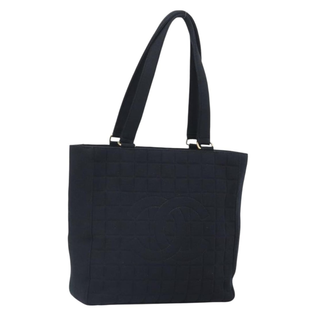 Gold and Black Cotton Tote by CHANEL CC Logo: Gold and Black Cotton Tote by CHANEL CC Logo This CHANEL tote bag features a gold and black cotton exterior with the signature CC design. Crafted in Italy, the tote offers practical dimensions and a g