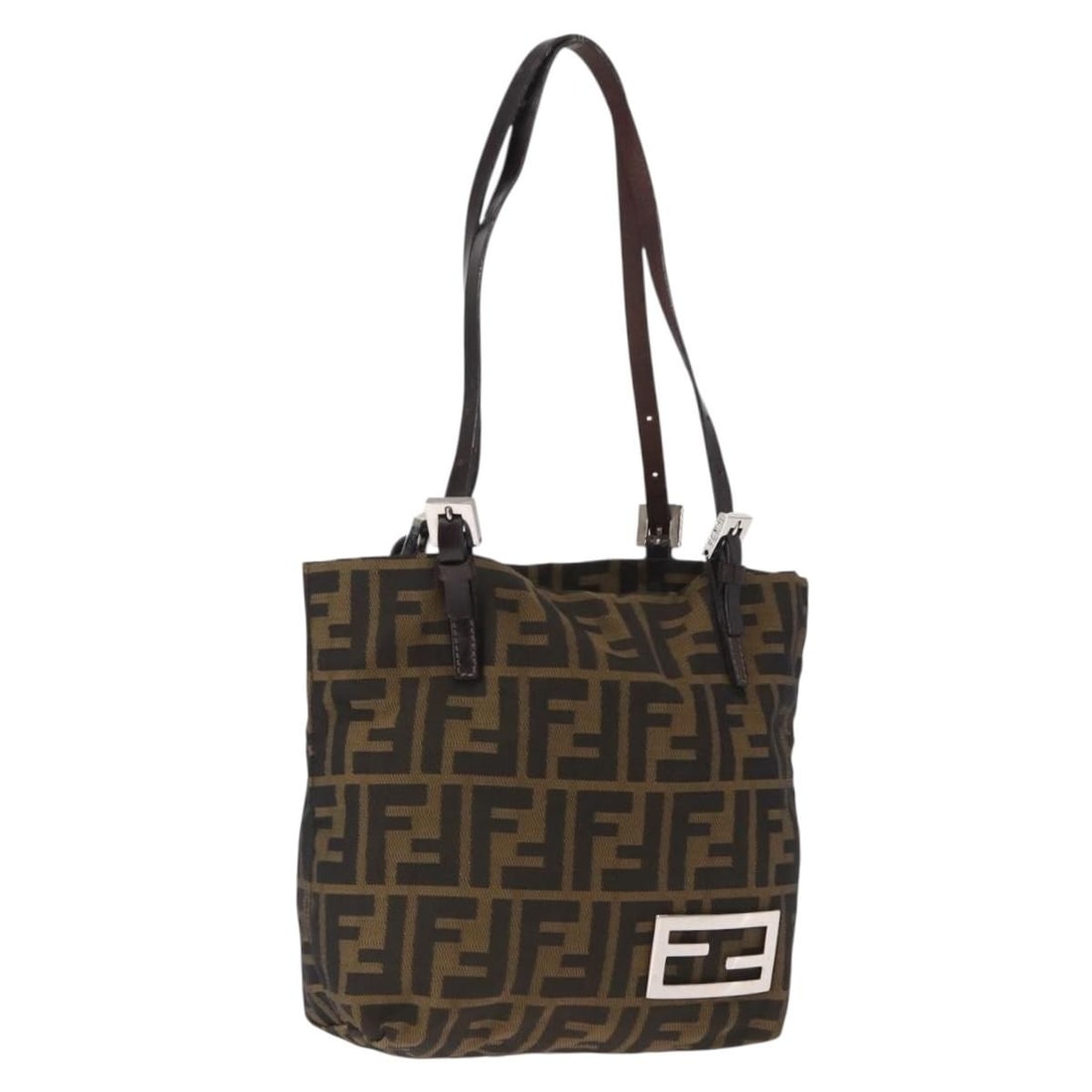 Authentic FENDI Zucca Canvas Small Tote Bag Black Brown Silver (1 of 18)