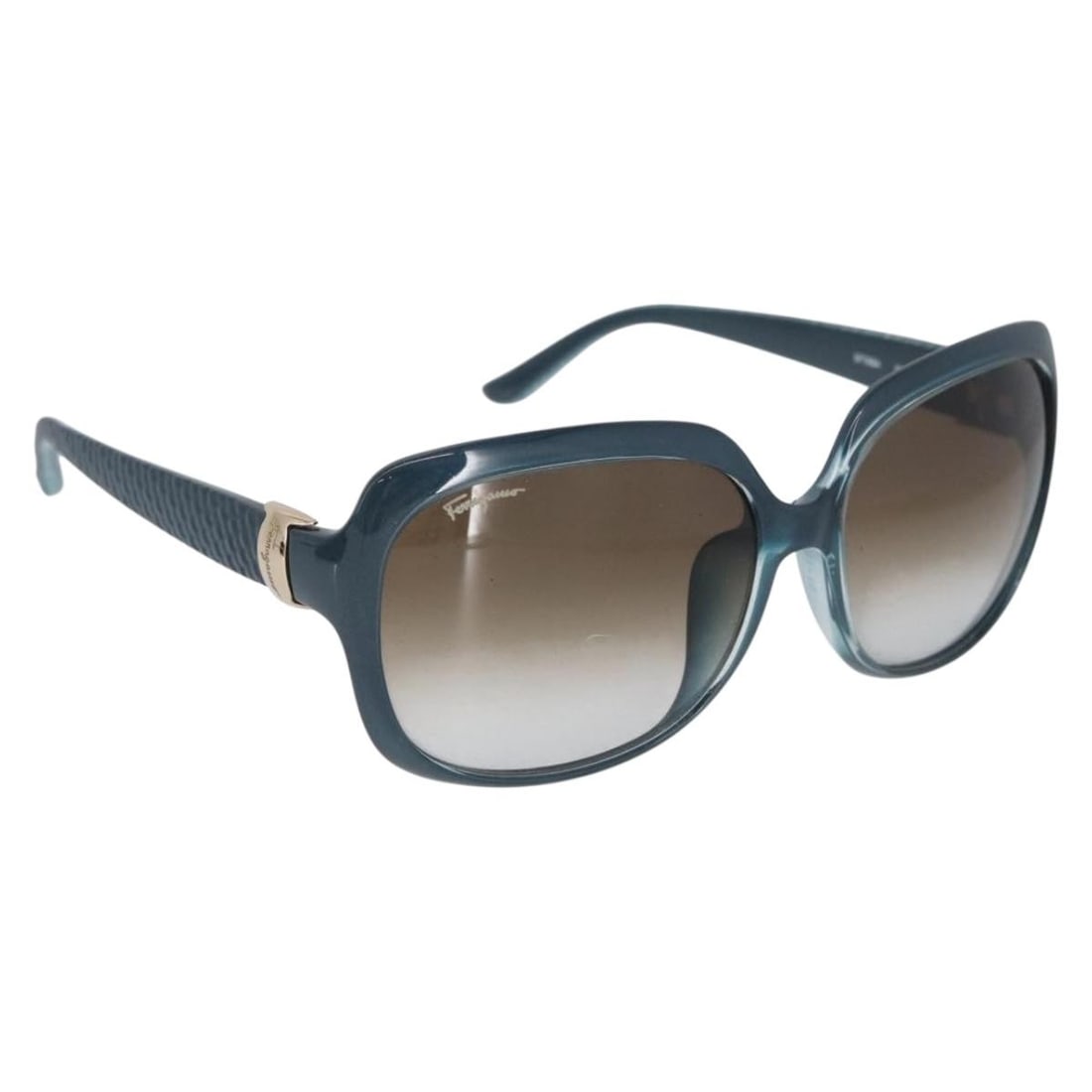 Blue Plastic Salvatore Ferragamo Sunglasses with Case and Box: Blue Plastic Salvatore Ferragamo Sunglasses with Case and Box These Salvatore Ferragamo sunglasses feature a stylish blue plastic frame and are crafted in Italy. The sunglasses come with a dust bag, i