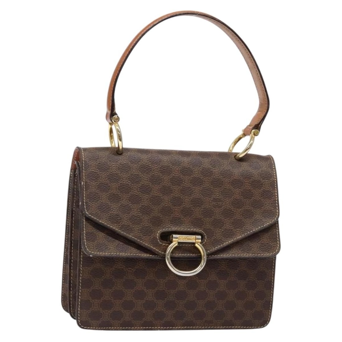 CELINE Macadam Canvas Hand Bag PVC Leather Brown Gold Made in Italy (1 of 18)