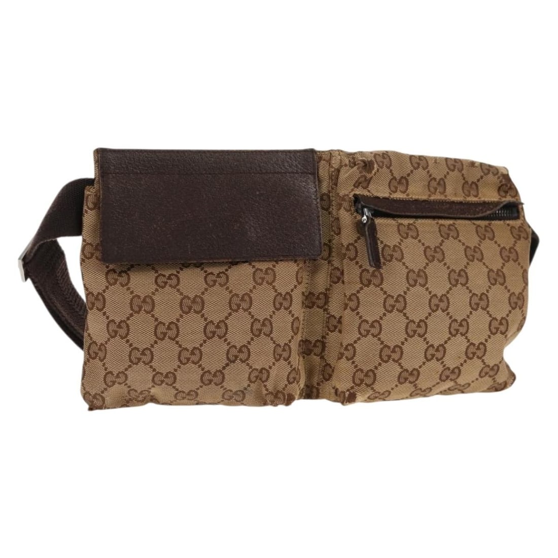 GUCCI GG Canvas Beige Silver Waist Bag Model 28566 Auth: GUCCI GG Canvas Beige Silver Waist Bag Model 28566 Auth Enhance your accessory collection with this authentic GUCCI GG Canvas Waist Bag, a stylish blend of functionality and luxury. Crafted from durab